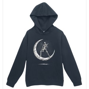 Rock On Skeleton Moon Rock And Roll Funny Halloween Urban Pullover Hoodie