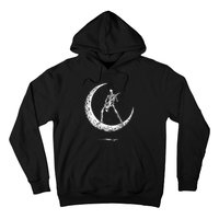 Rock On Skeleton Moon Rock And Roll Funny Halloween Hoodie