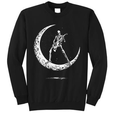 Rock On Skeleton Moon Rock And Roll Funny Halloween Sweatshirt