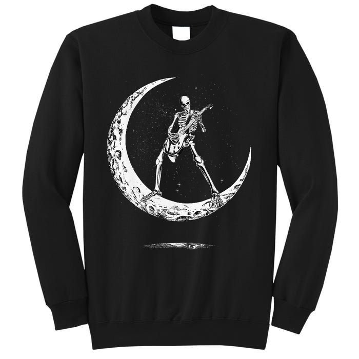 Rock On Skeleton Moon Rock And Roll Funny Halloween Sweatshirt