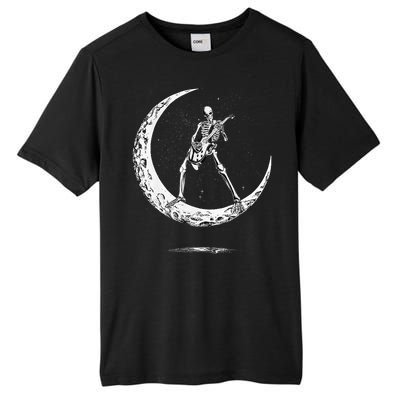 Rock On Skeleton Moon Rock And Roll Funny Halloween Tall Fusion ChromaSoft Performance T-Shirt