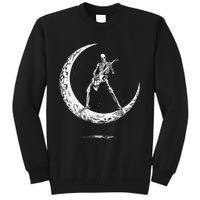 Rock On Skeleton Moon Rock And Roll Funny Halloween Tall Sweatshirt