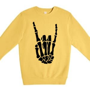 Rock On Skeleton Hand Funny Gift Premium Crewneck Sweatshirt