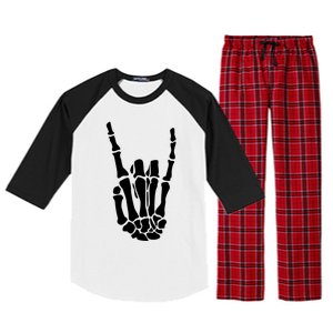 Rock On Skeleton Hand Funny Gift Raglan Sleeve Pajama Set