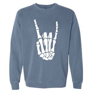 Rock On Skeleton Hand Funny Gift Garment-Dyed Sweatshirt