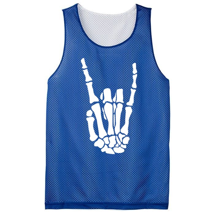 Rock On Skeleton Hand Funny Gift Mesh Reversible Basketball Jersey Tank