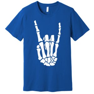 Rock On Skeleton Hand Funny Gift Premium T-Shirt