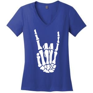 Rock On Skeleton Hand Funny Gift Women's V-Neck T-Shirt