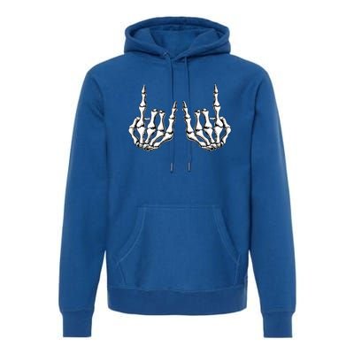 Rock On Skeleton Hand Rock And Roll Rock Band Premium Hoodie