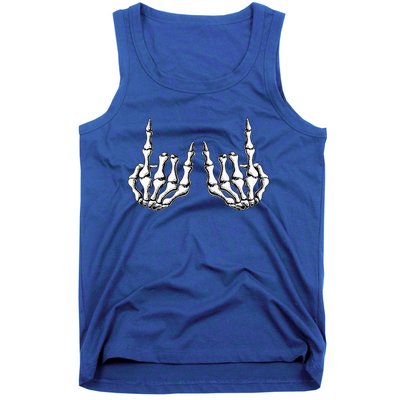 Rock On Skeleton Hand Rock And Roll Rock Band Tank Top