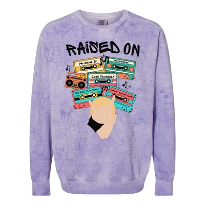 Raised On Slim Retro Cassettes Hip Hop Colorblast Crewneck Sweatshirt