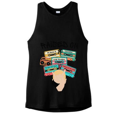 Raised On Slim Retro Cassettes Hip Hop Ladies PosiCharge Tri-Blend Wicking Tank