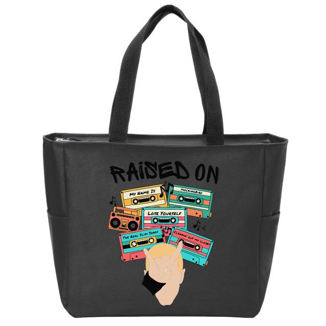 Raised On Slim Retro Cassettes Hip Hop Zip Tote Bag