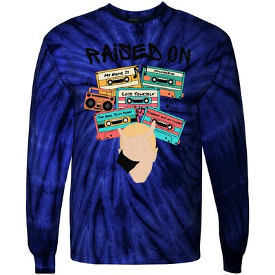 Raised On Slim Retro Cassettes Hip Hop Tie-Dye Long Sleeve Shirt