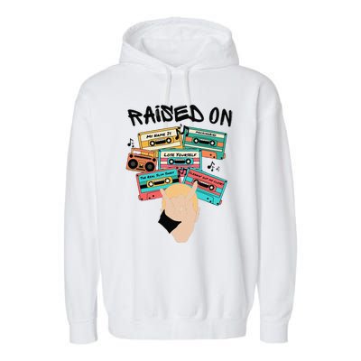 Raised On Slim Retro Cassettes Hip Hop Garment-Dyed Fleece Hoodie