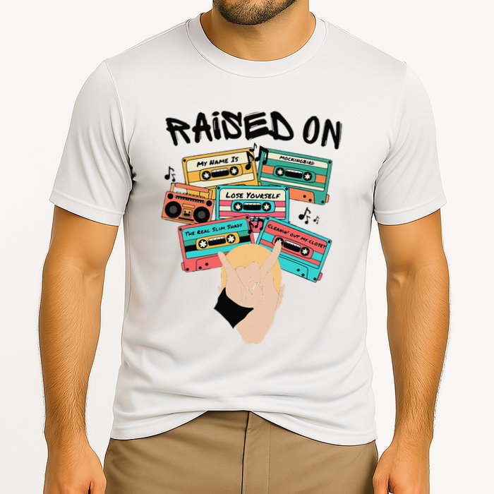 Raised On Slim Retro Cassettes Hip Hop Cooling Performance Crew T-Shirt