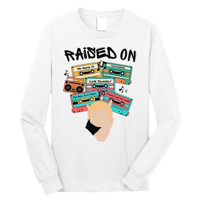 Raised On Slim Retro Cassettes Hip Hop Long Sleeve Shirt