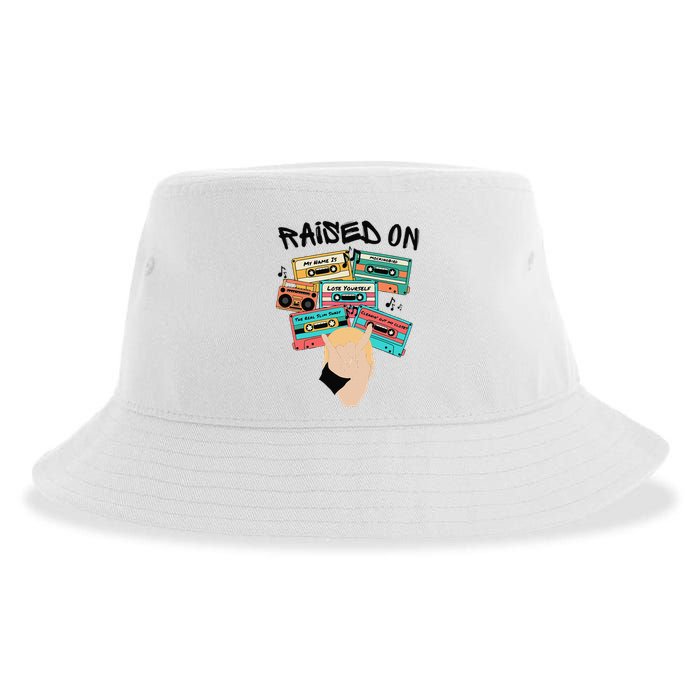 Raised On Slim Retro Cassettes Hip Hop Sustainable Bucket Hat
