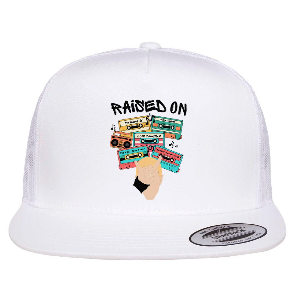 Raised On Slim Retro Cassettes Hip Hop Flat Bill Trucker Hat