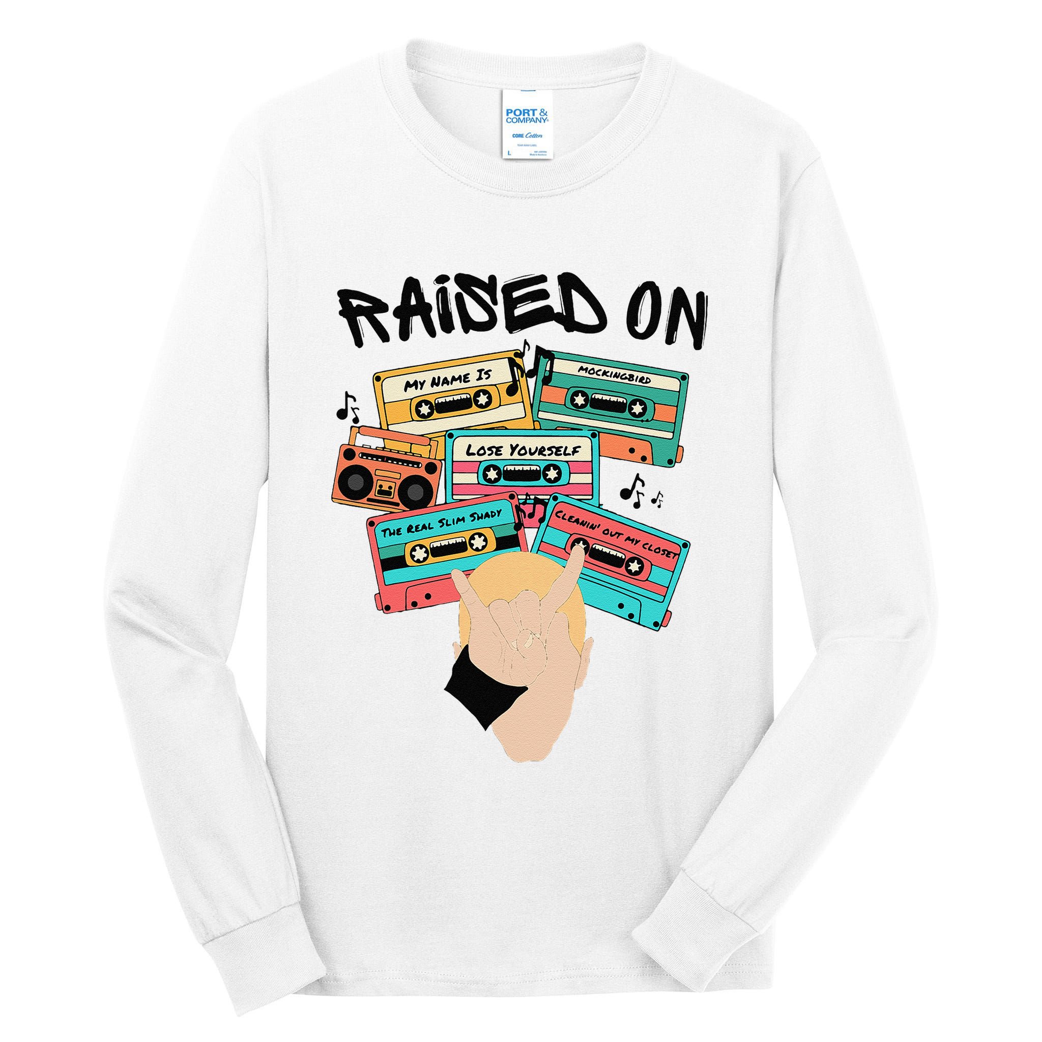 Raised On Slim Retro Cassettes Hip Hop Tall Long Sleeve T-Shirt