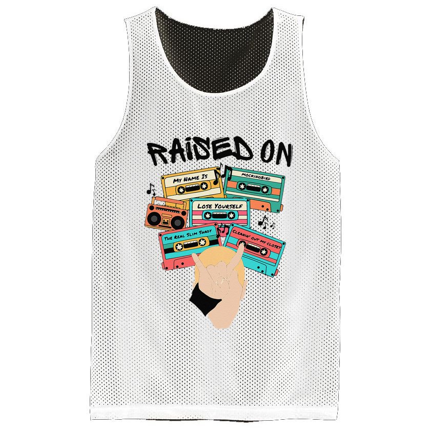 Raised On Slim Retro Cassettes Hip Hop Mesh Reversible Basketball Jersey Tank