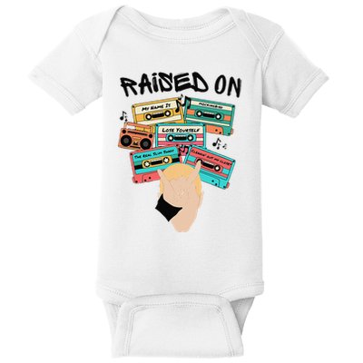 Raised On Slim Retro Cassettes Hip Hop Baby Bodysuit
