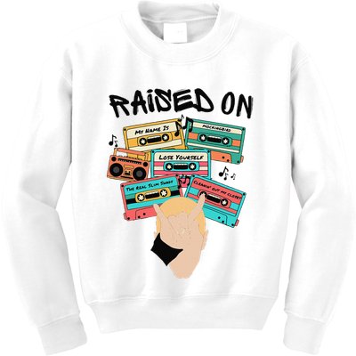 Raised On Slim Retro Cassettes Hip Hop Kids Sweatshirt
