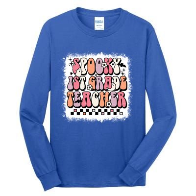 Retro One Spooky 1St Grade Teacher Halloween First Grade Gift Tall Long Sleeve T-Shirt