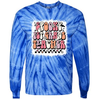 Retro One Spooky 1St Grade Teacher Halloween First Grade Gift Tie-Dye Long Sleeve Shirt