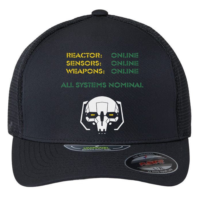 Reactor Online Sensors Online Weapons Online All Systems Nom Flexfit Unipanel Trucker Cap