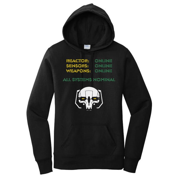 Reactor Online Sensors Online Weapons Online All Systems Nom Women's Pullover Hoodie