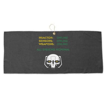 Reactor Online Sensors Online Weapons Online All Systems Nom Large Microfiber Waffle Golf Towel