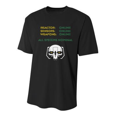 Reactor Online Sensors Online Weapons Online All Systems Nom Youth Performance Sprint T-Shirt