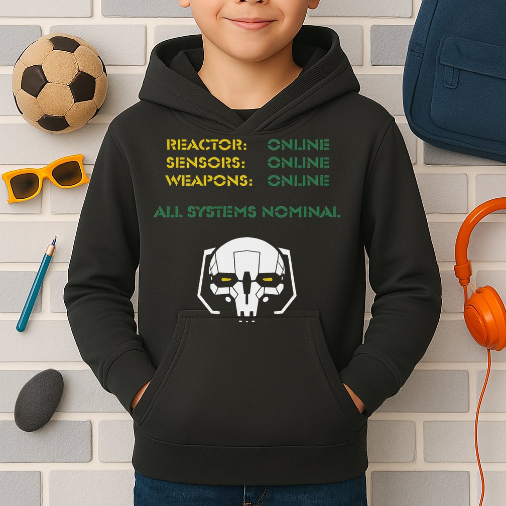 Reactor Online Sensors Online Weapons Online All Systems Nom Kids Hoodie