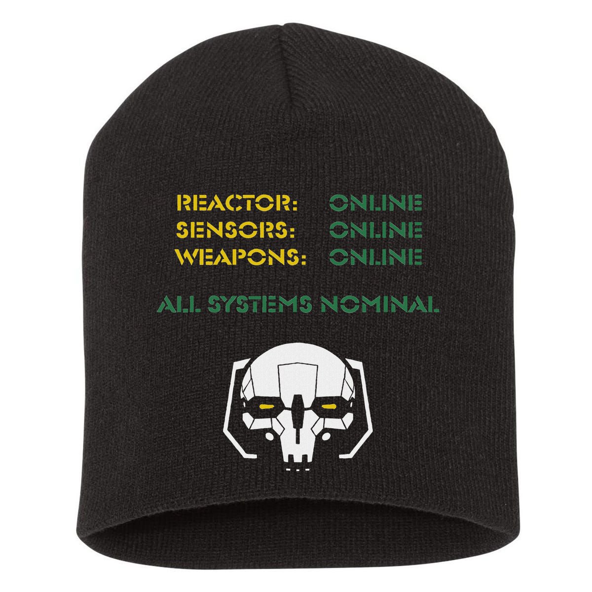 Reactor Online Sensors Online Weapons Online All Systems Nom Short Acrylic Beanie