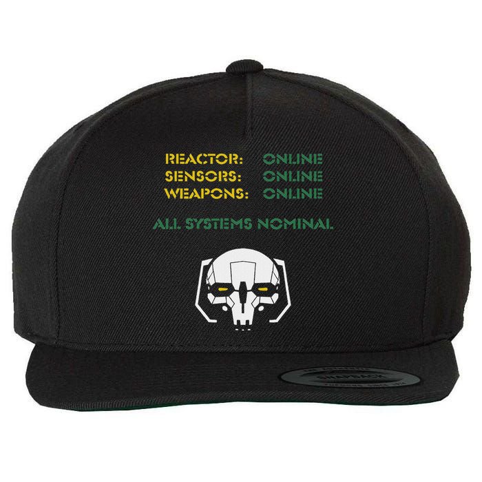 Reactor Online Sensors Online Weapons Online All Systems Nom Wool Snapback Cap