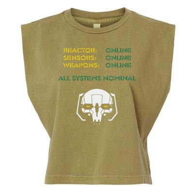 Reactor Online Sensors Online Weapons Online All Systems Nom Garment-Dyed Women's Muscle Tee