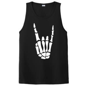 Rock On Skeleton Hand Sign Minimalistic Halloween Costume Gift PosiCharge Competitor Tank