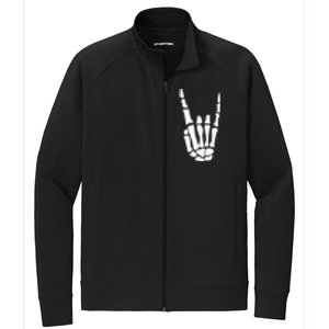 Rock On Skeleton Hand Sign Minimalistic Halloween Costume Gift Stretch Full-Zip Cadet Jacket