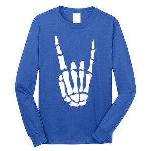 Rock On Skeleton Hand Sign Minimalistic Halloween Costume Gift Long Sleeve Shirt