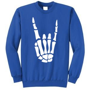 Rock On Skeleton Hand Sign Minimalistic Halloween Costume Gift Sweatshirt