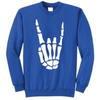 Rock On Skeleton Hand Sign Minimalistic Halloween Costume Gift Sweatshirt