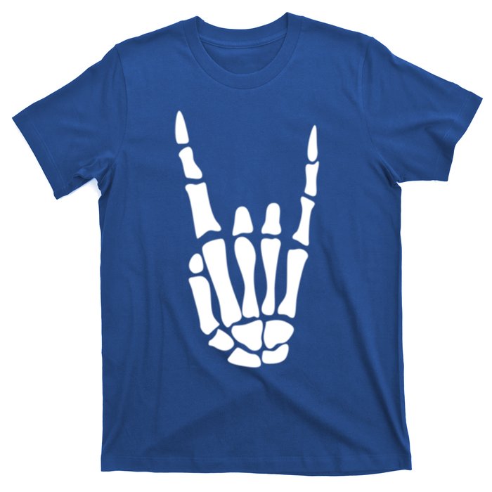 Rock On Skeleton Hand Sign Minimalistic Halloween Costume Gift T-Shirt