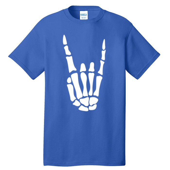 Rock On Skeleton Hand Sign Minimalistic Halloween Costume Gift Tall T-Shirt