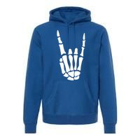 Rock On Skeleton Hand Sign Minimalistic Halloween Costume Gift Premium Hoodie