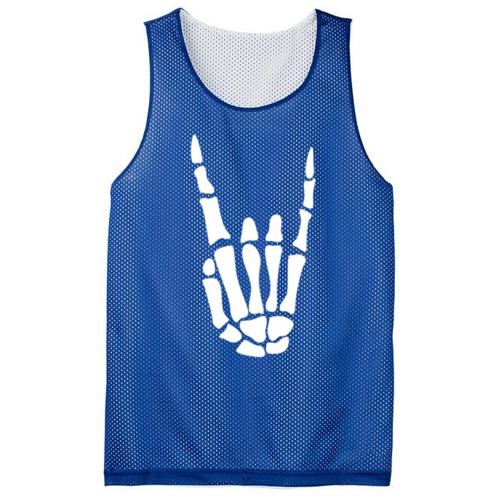 Rock On Skeleton Hand Sign Minimalistic Halloween Costume Gift Mesh Reversible Basketball Jersey Tank