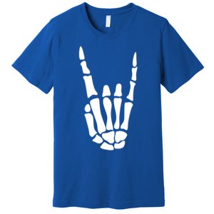 Rock On Skeleton Hand Sign Minimalistic Halloween Costume Gift Premium T-Shirt