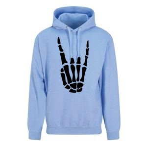 Rock On Skeleton Hand Sign Minimalistic Halloween Costume Gift Unisex Surf Hoodie