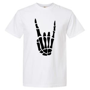 Rock On Skeleton Hand Sign Minimalistic Halloween Costume Gift Garment-Dyed Heavyweight T-Shirt