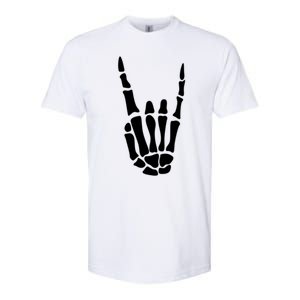 Rock On Skeleton Hand Sign Minimalistic Halloween Costume Gift Softstyle CVC T-Shirt